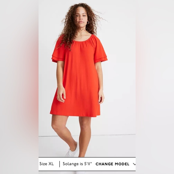 Madewell Texture & Thread Tiered-Sleeve Dress size Med - Picture 2 of 7